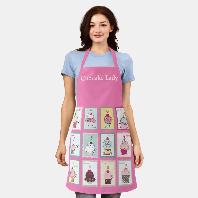 Sweet Cupcake Desserts Lover Custom Pink Apron (Worn)