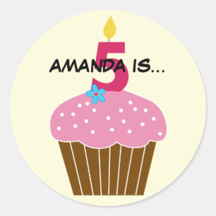 Sweet Cupcake Fifth Birthday Sticker