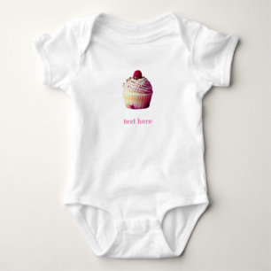 Sweet Cupcake Jersey Bodysuit, White Baby Bodysuit