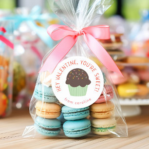 Sweet Cupcake Kids Classroom Valentine's Day Party Classic Round Sticker