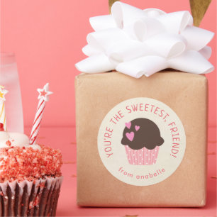 Sweet Cupcake Kids Classroom Valentine's Day Party Classic Round Sticker