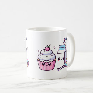 Sweet Cupcake & Milk – Cute Kawaii Food Doodles Coffee Mug