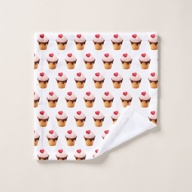 Sweet Cupcake Pattern Towel (Wash Cloth)