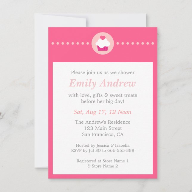 Sweet Cupcake, Pink Baby Shower for Mummy to be Invitation (Front)