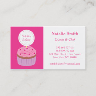 Sweet Cupcake Pink Frosting, Bakery Chef Business Card