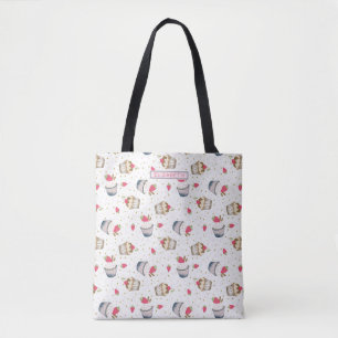 Sweet Cupcake Pink Monogrammed Tote Bag