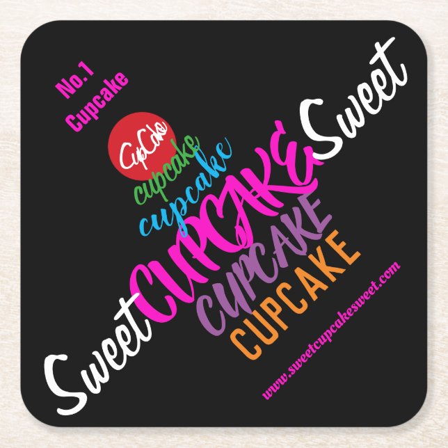 Sweet CUPCAKE Sweet Square Paper Coaster (Front)