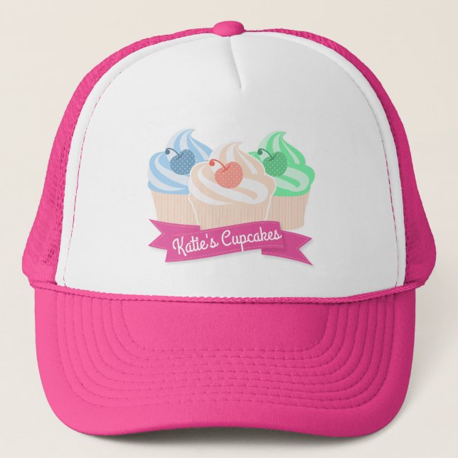 Sweet Cupcake Trio Personalised Trucker Hat (Front)