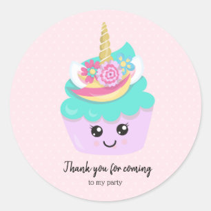 Sweet cupcake unicorn - choose background colour classic round sticker