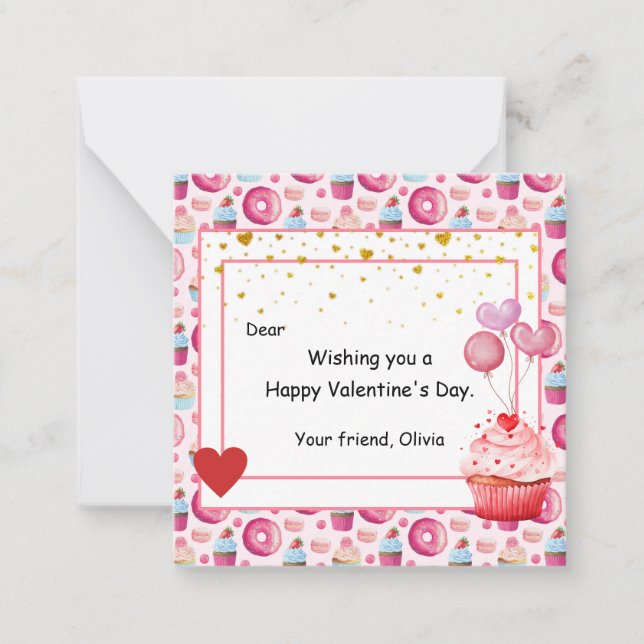 Sweet Cupcake Valentine's Day for kids Card (Front)