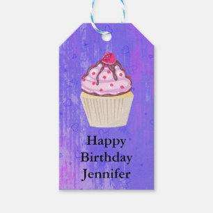 Sweet Cupcake with Raspberry on Top Birthday Gift Tags