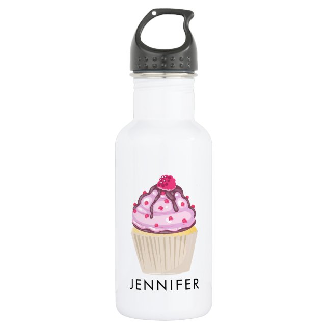 Sweet Cupcake with Raspberry on Top Custom 532 Ml Water Bottle (Front)