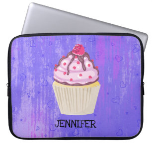 Sweet Cupcake with Raspberry on Top Custom Laptop Sleeve