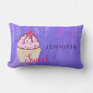 Sweet Cupcake with Raspberry on Top Custom Lumbar Cushion