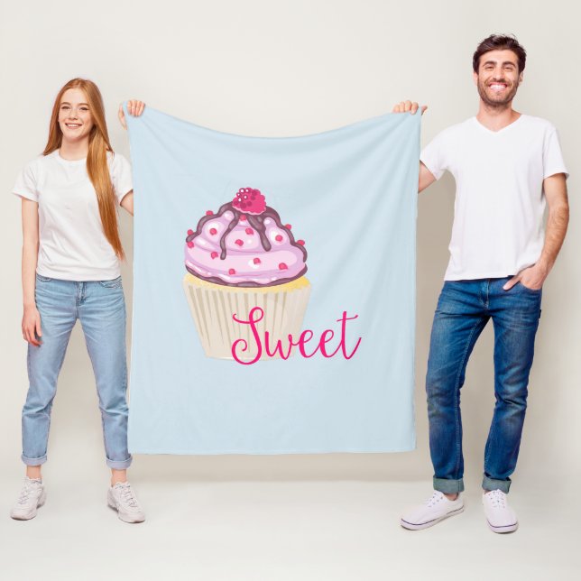 Sweet Cupcake with Raspberry on Top Fleece Blanket (In Situ)