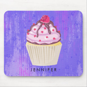 Sweet Cupcake with Raspberry on Top Mouse Mat