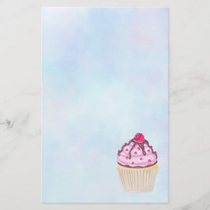 Sweet Cupcake with Raspberry on Top Stationery