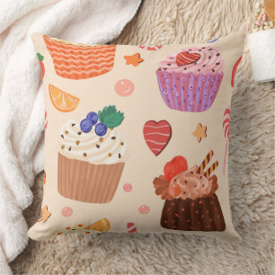 Sweet Cupcakes & Dessert Delights Pattern Cushion