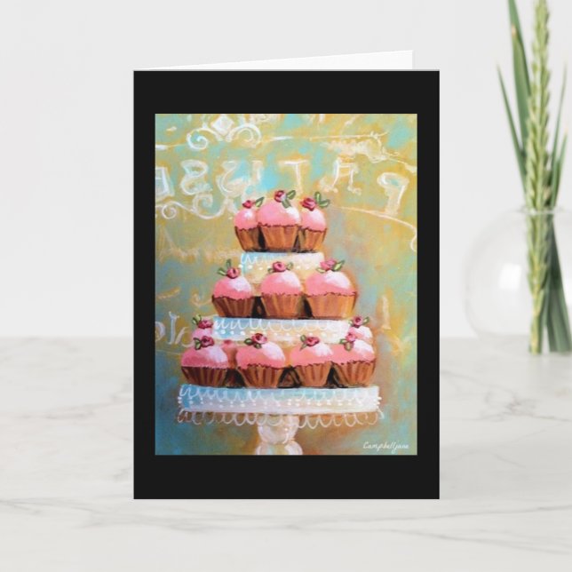 Sweet Cupcakes French Paris Bakery Greeting Card (Front)