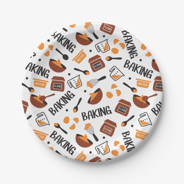 Sweet Cute Baking Art Pattern I Paper Plate (Front)