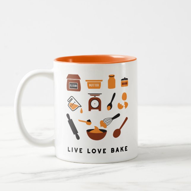 Sweet Cute Baking Tools Art Two-Tone Coffee Mug (Left)
