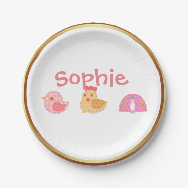 Sweet Cute Birds Paper Plate (Front)