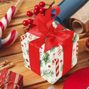 Sweet & Cute Candy Canes Christmas Wrapping Paper