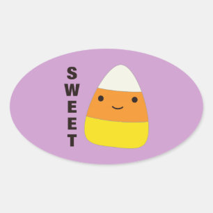 Sweet Cute Candy Corn Oval Sticker