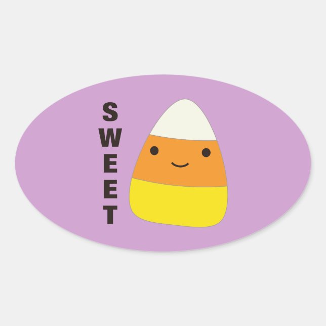 Sweet Cute Candy Corn Oval Sticker (Front)