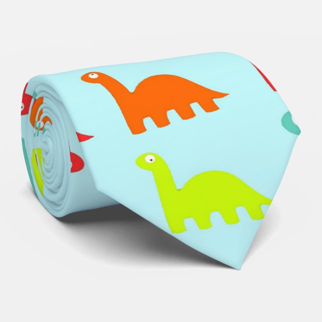 Sweet Cute colourful Dinosaurs Tie (Rolled)