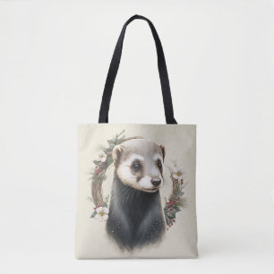 Sweet Cute Festive Ferret Tote Bag