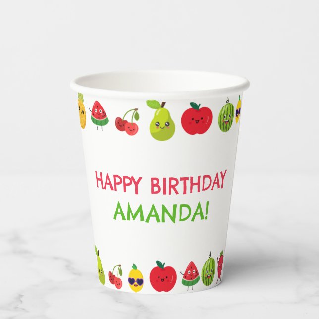 Sweet Cute Fruit Funny Kids Birthday Party  Paper Cups (Back)