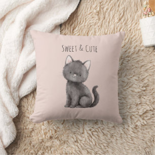 Sweet Cute Grey Cat Cushion