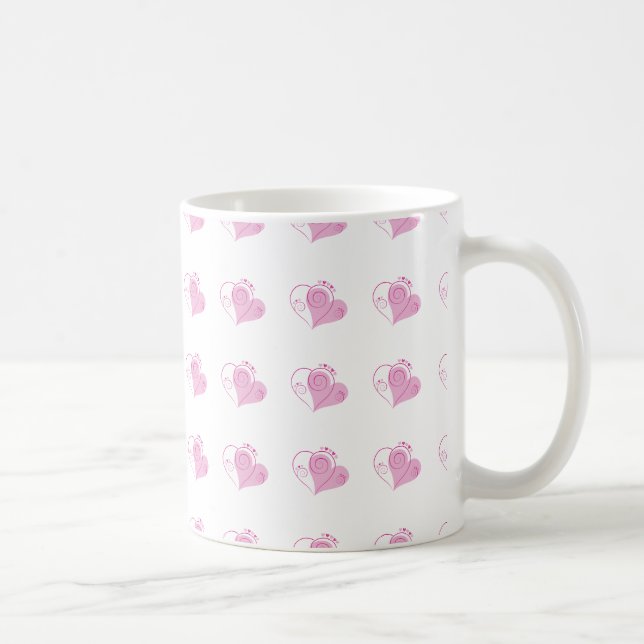 Sweet Cute Happy Valentine Love Hearts Soft Pink Coffee Mug (Right)