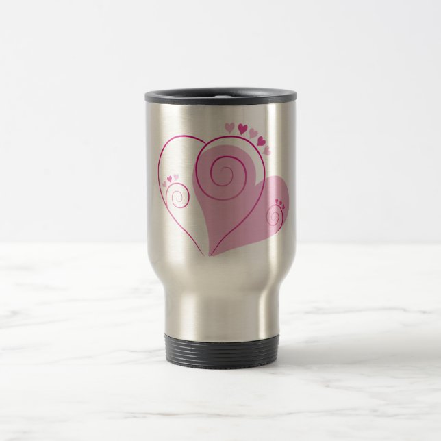 Sweet Cute Happy Valentine Love Hearts Soft Pink Travel Mug (Center)