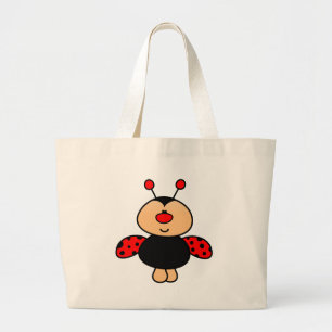 sweet cute ladybug large tote bag