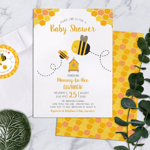 Sweet Cute Mummy to Bee Bumblebee Baby Shower Invitation