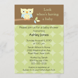 Sweet Cute Owl Neutral Baby Shower Invitation