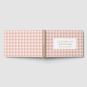Sweet cute pale purple lavender gingham plaid guest book