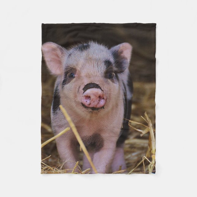 Sweet Cute Pig Fleece Blanket (Front)