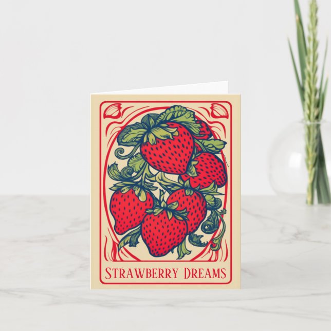 Sweet Cute Strawberry Dreams Card (Front)