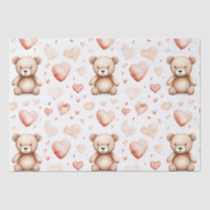Sweet Cute Teddy Bear Heart Baby Shower Tissue Paper