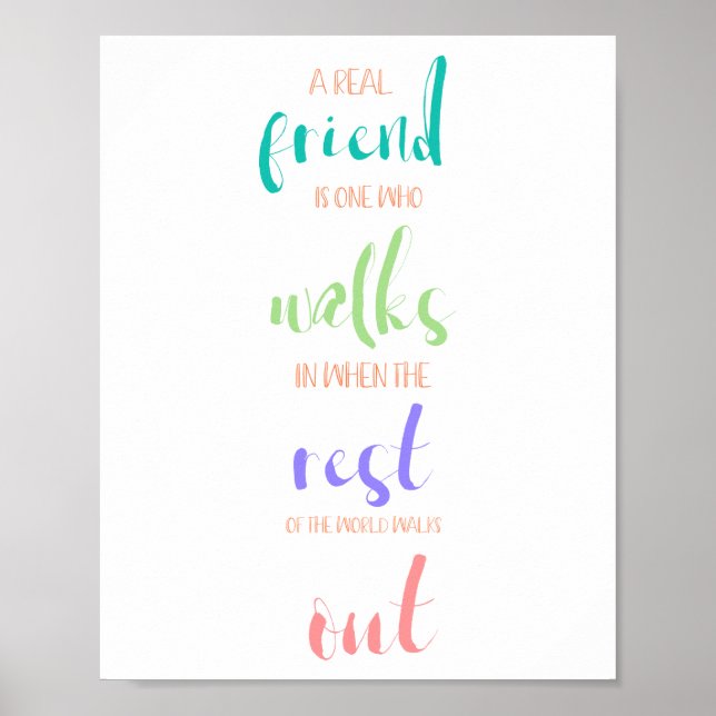 sweet cute true friendship quote pastel colours poster (Front)