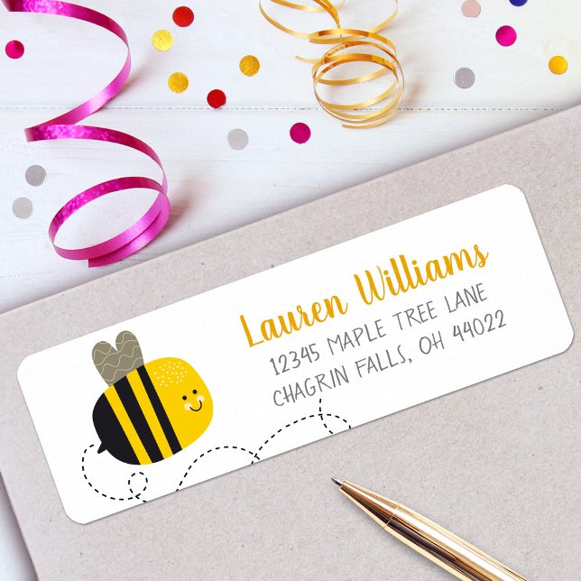 Sweet Cute Yellow Bumblebee Child Birthday Address (Creator Uploaded)