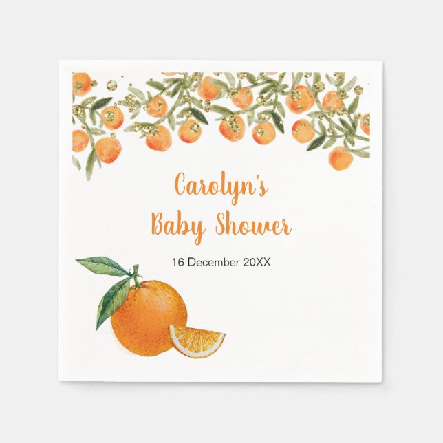 Sweet Cutie Orange Baby shower Napkin (Front)