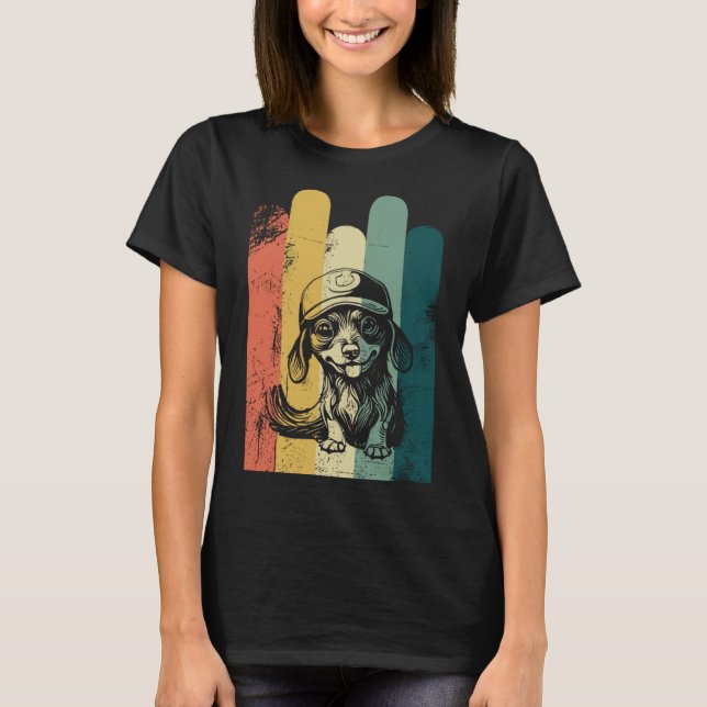 Sweet Dachshund with cap dog T-Shirt (Front)