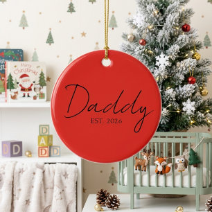 Sweet Dad EST Year Holiday Keepsake Script Design Ceramic Tree Decoration