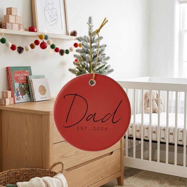 Sweet Dad EST Year Holiday Keepsake Script Design Ceramic Tree Decoration (Creator Uploaded)