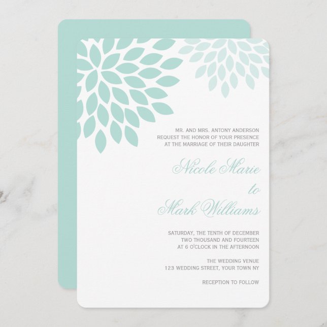 Sweet Dahlias Wedding Invitation (Front/Back)