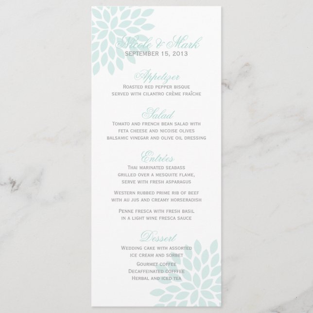Sweet Dahlias Wedding Menu (Front)